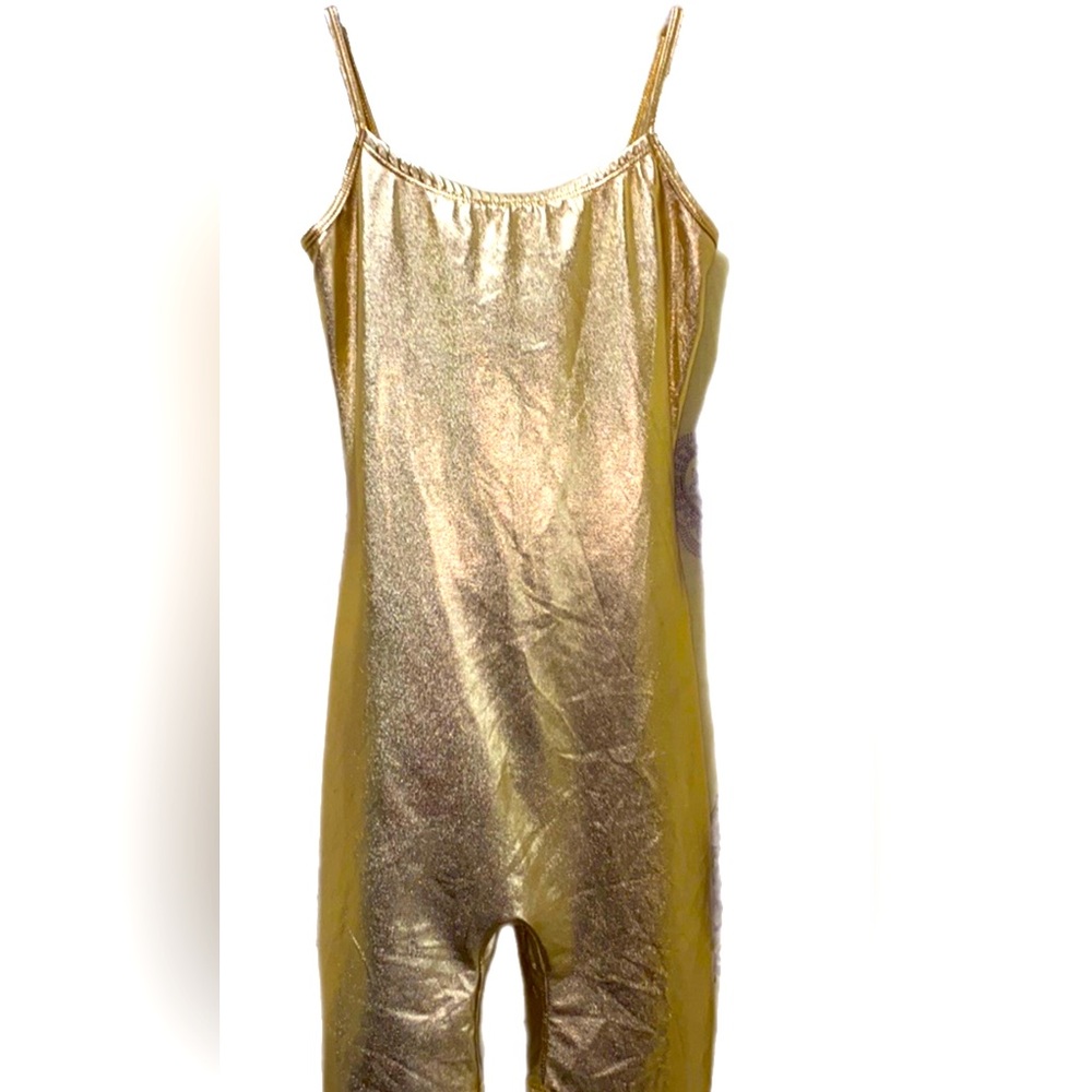 GOLD SPANDEX ROMPER: STRETCH IS COMFORT SZ M